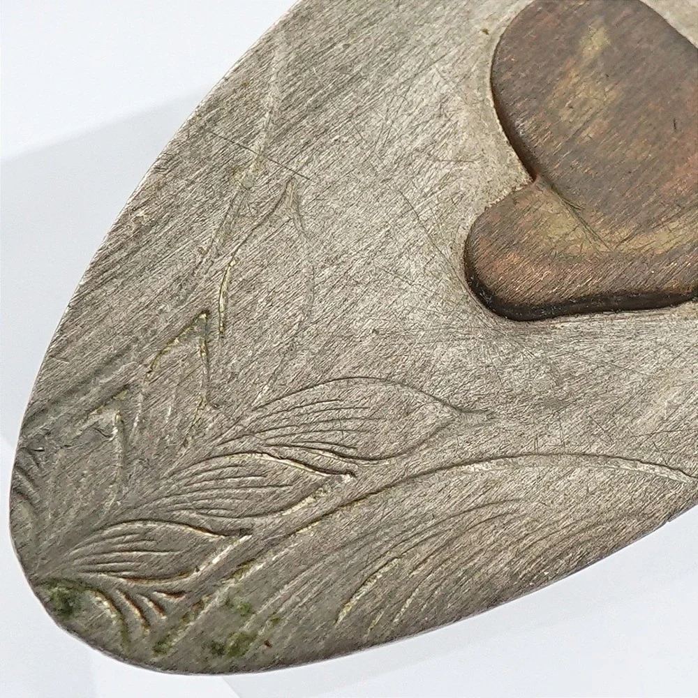 Vintage Unique Artisan Belt Buckle Hand Engraved Brass Cowboy Hat